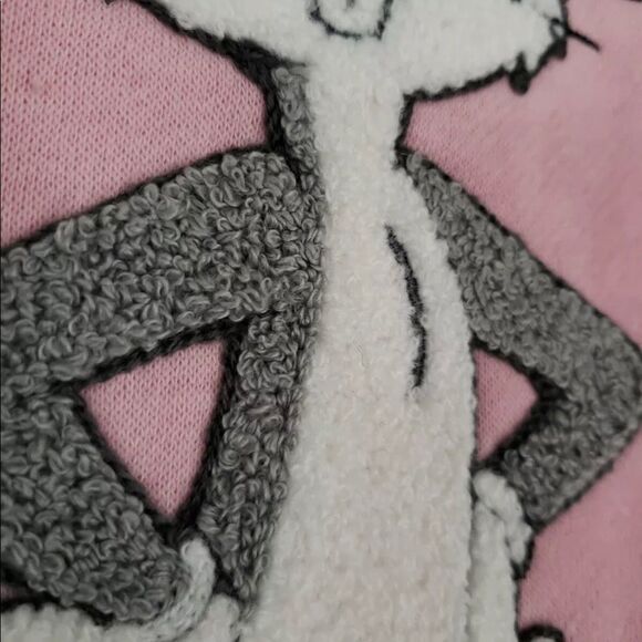 NWT Looney Tunes Textured Fuzzy Bugs Bunny Pink Sweater Crewneck Women's XS - Picture 3 of 5